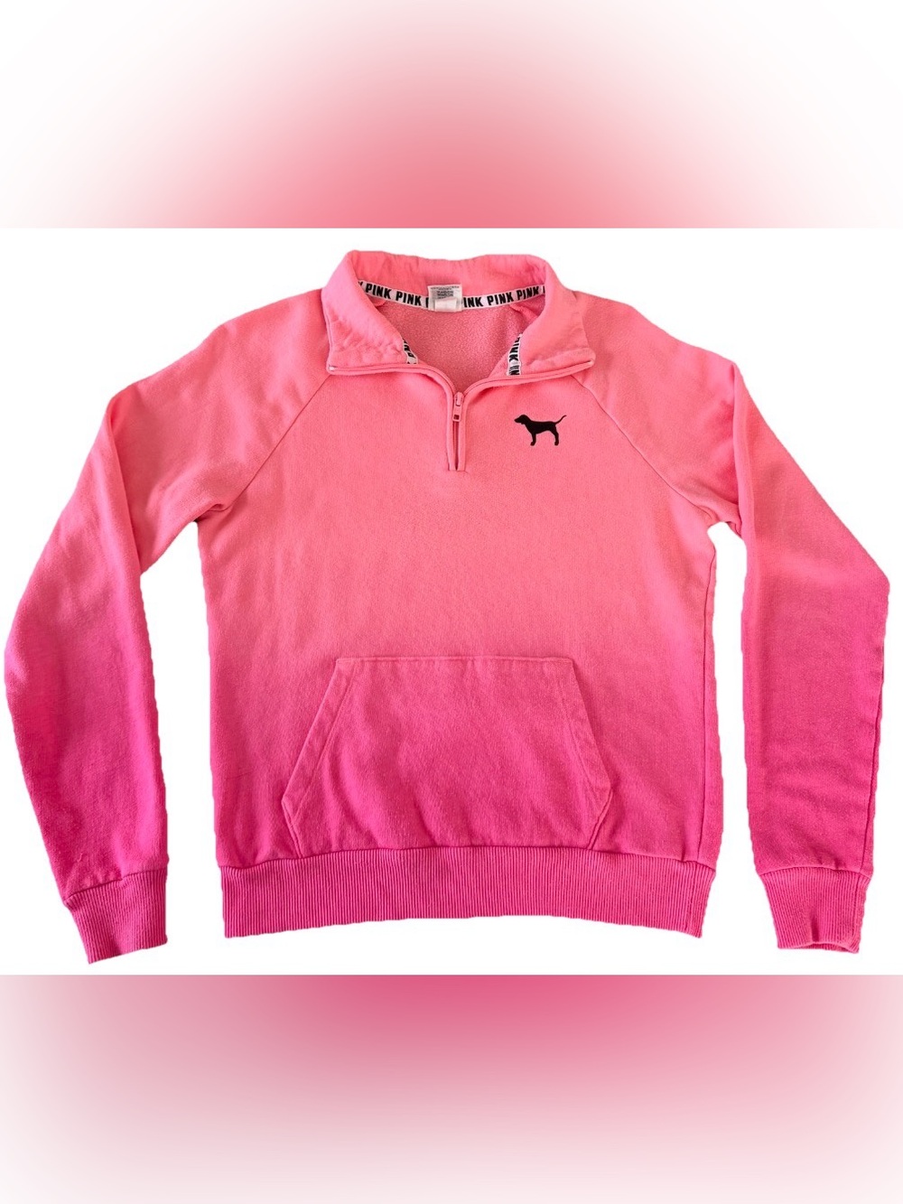 Victoria's Secret PINK Coral Pink Ombré 1/4 Zip-Up Hoodie